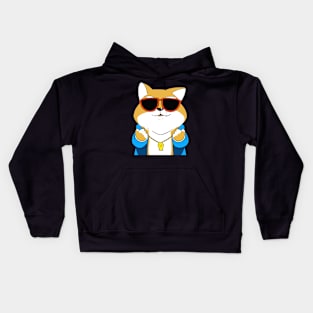 Cool Cat Cartoon with Hoodie Kids Hoodie